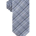 Calvin Klein Silk Blend Layered Plaid Tie Men's Blue Adjustable