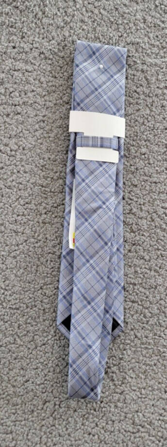 Calvin Klein Silk Blend Layered Plaid Tie Men's Blue Adjustable