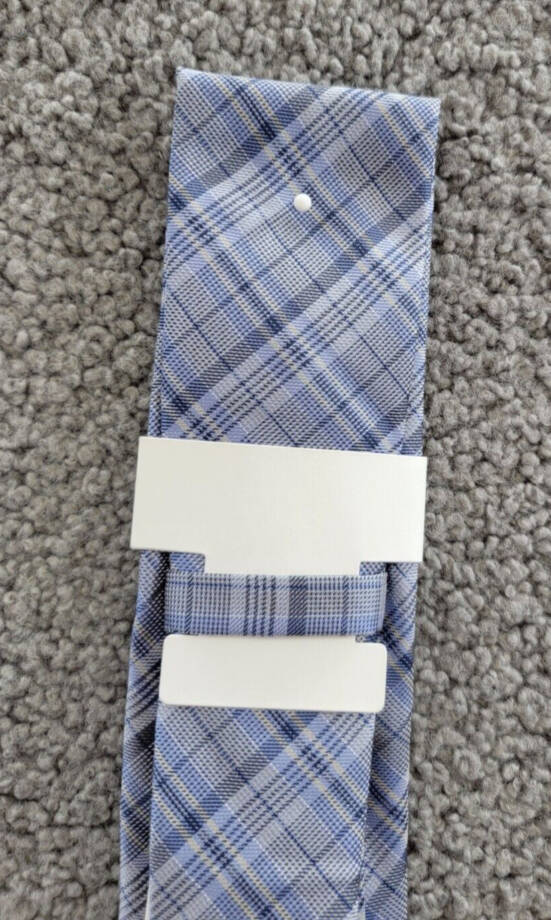 Calvin Klein Silk Blend Layered Plaid Tie Men's Blue Adjustable
