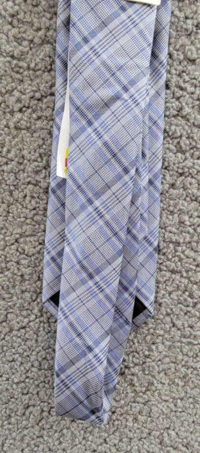 Calvin Klein Silk Blend Layered Plaid Tie Men's Blue Adjustable