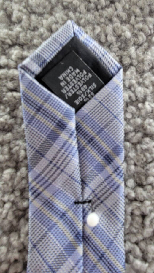 Calvin Klein Silk Blend Layered Plaid Tie Men's Blue Adjustable