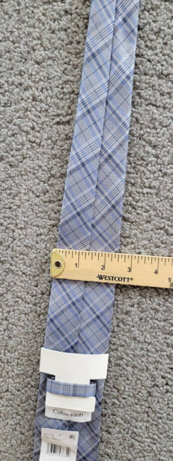 Calvin Klein Silk Blend Layered Plaid Tie Men's Blue Adjustable