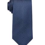 Michael Kors Classic Design Herringbone Tie Men's One Size Navy Pointed Style