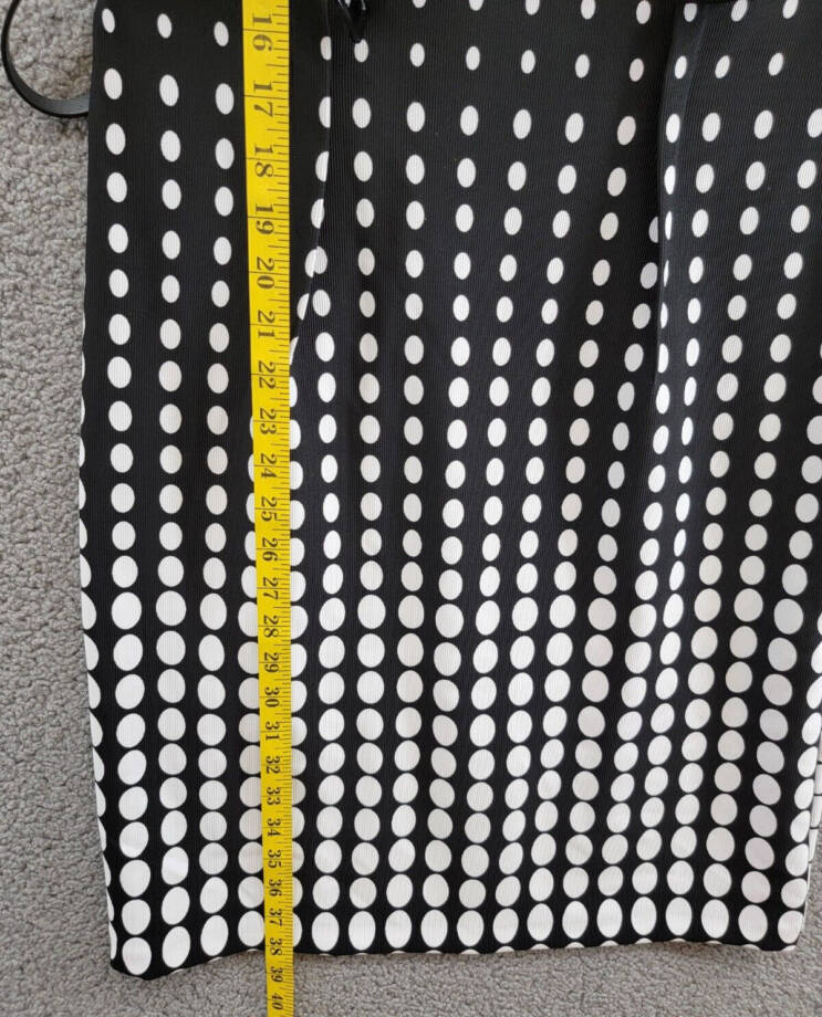Connected Petite Dotted Cap-Sleeve Belted Sheath Dress Womens 10P Black Back Zip