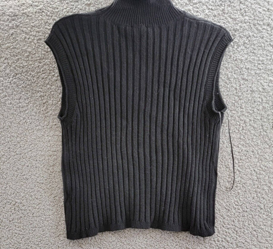 Lucy Paris Elias Rib-Knit Top Women's XS Black Mock Neck Sleeveless Pullover