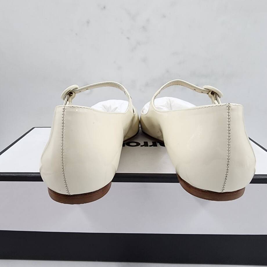 Larroudé Blair Patent Mary Jane Ballerina Flats Women's 6.5 Ivory Buckle Closure