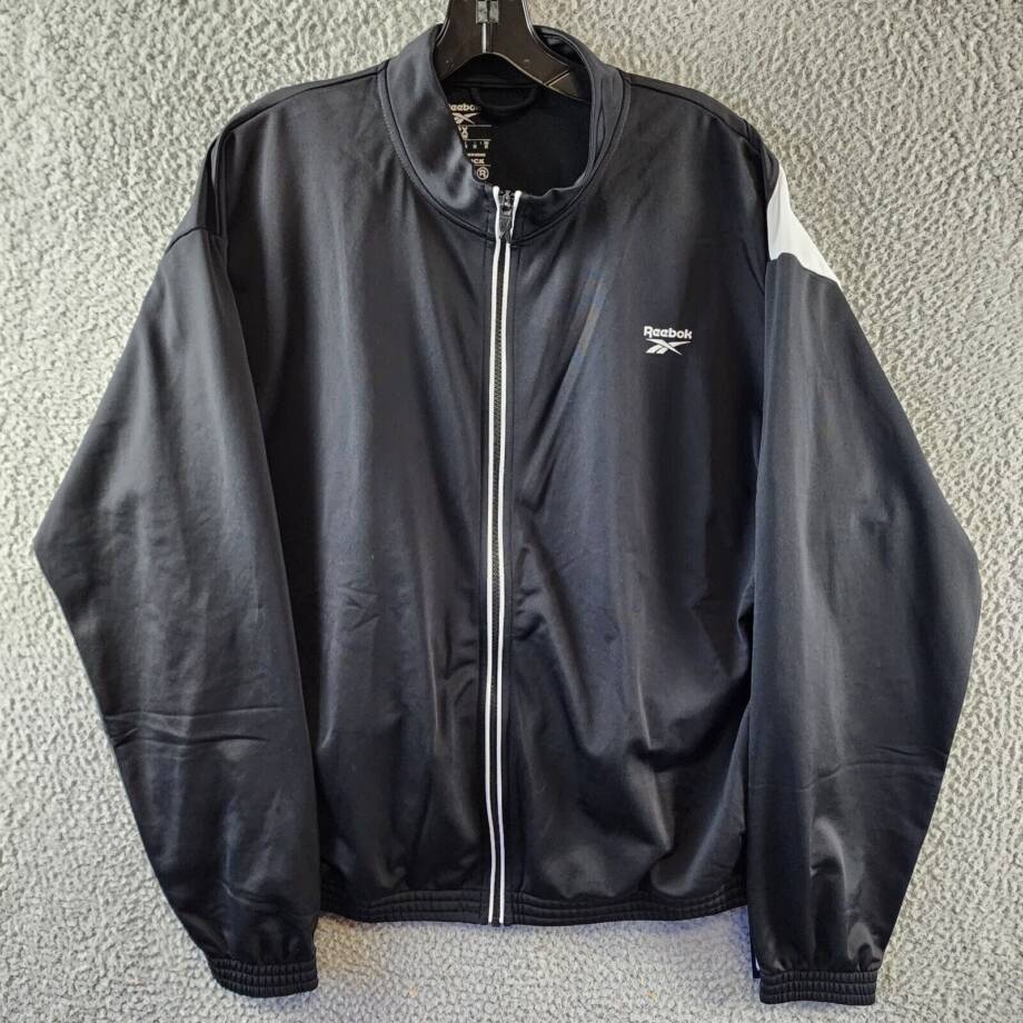 Reebok Plus Size Tricot Zip-Front Long-Sleeve Jacket Women's 2X 18-20W Black
