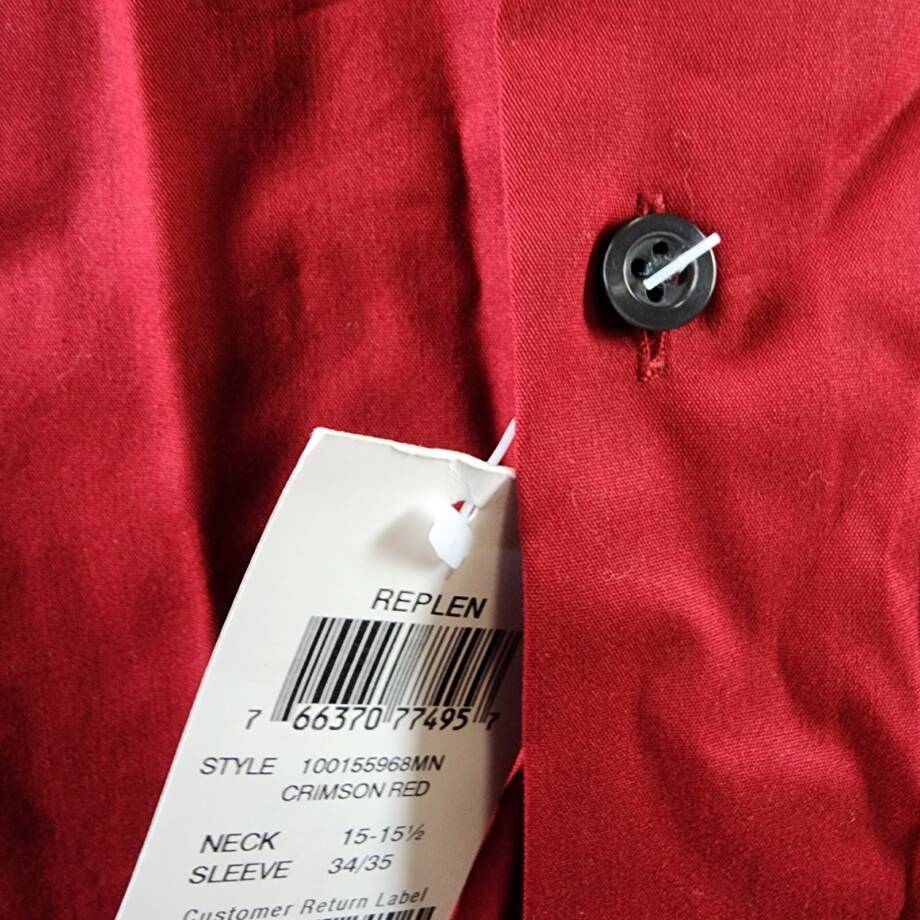 Alfani Slim Fit Stain Resistant Dress Shirt Men's M 34-35/15-15.5 Crimson Red