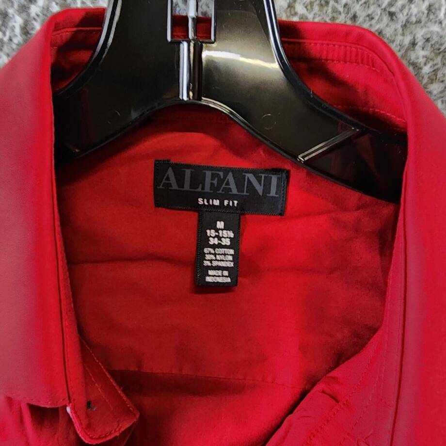 Alfani Slim Fit Stain Resistant Dress Shirt Men's M 34-35/15-15.5 Crimson Red