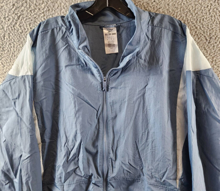Reebok Plus Size Zip-Front Long-Sleeve Colorblocked Jacket Women's 4X Slate Blue