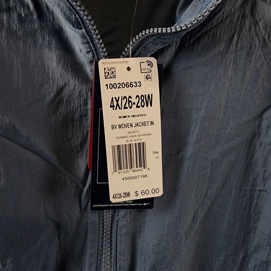 Reebok Plus Size Zip-Front Long-Sleeve Colorblocked Jacket Women's 4X Slate Blue
