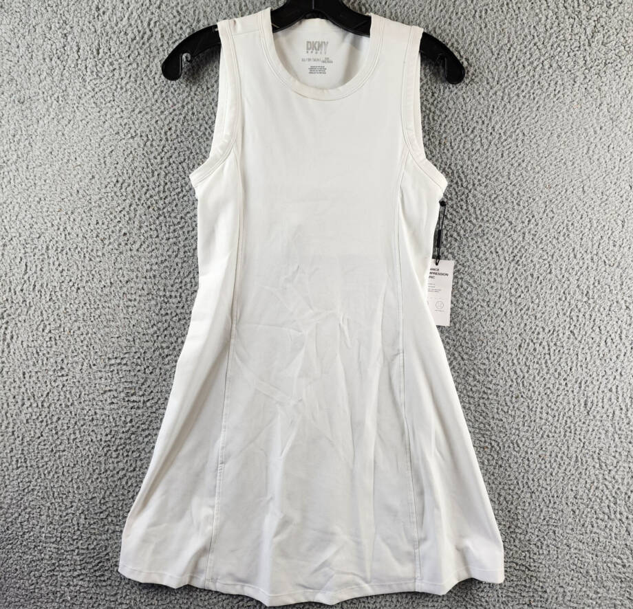 DKNY Sport Balance Round Neck Tennis Dress Women's XS White Sleeveless Pullover