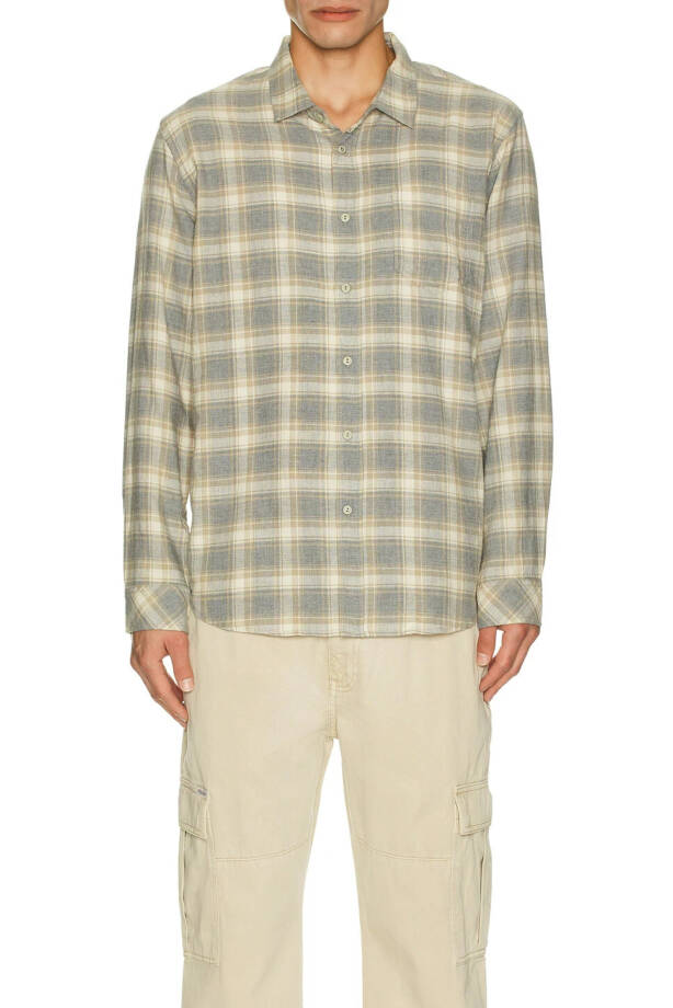 Rails Wyatt Plaid Button Up Shirt Men's S Charcoal Dessert Melange Long Sleeve