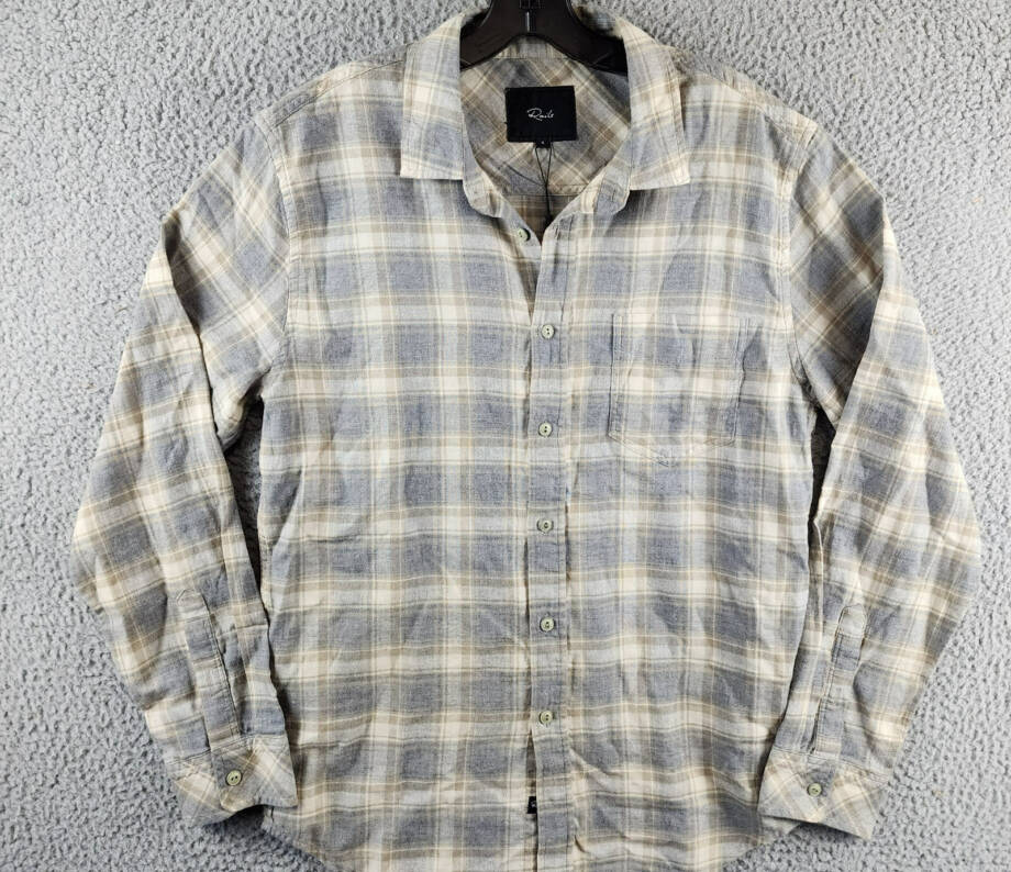 Rails Wyatt Plaid Button Up Shirt Men's S Charcoal Dessert Melange Long Sleeve