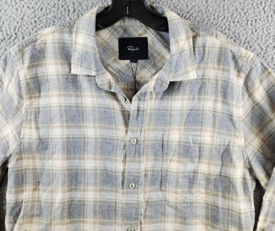Rails Wyatt Plaid Button Up Shirt Men's S Charcoal Dessert Melange Long Sleeve
