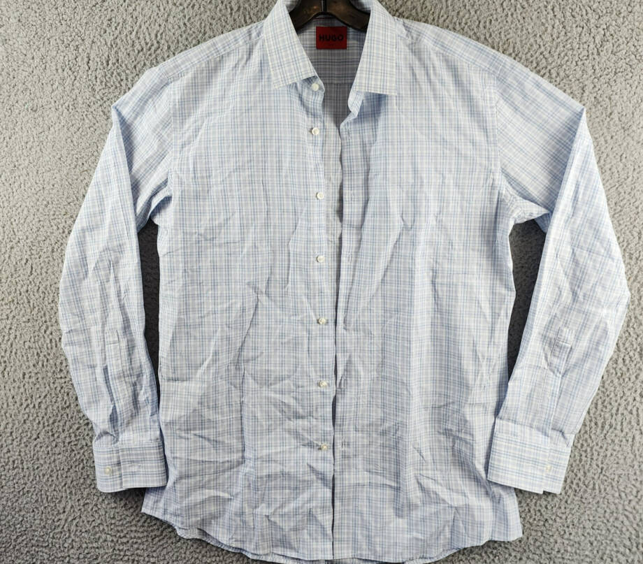 HUGO by Hugo Boss Kenno Slim-Fit Dress Shirt Men's 41 16 Light Pastel Blue L/S
