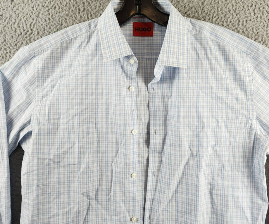 HUGO by Hugo Boss Kenno Slim-Fit Dress Shirt Men's 41 16 Light Pastel Blue L/S