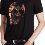 John Varvatos Oil Skull Graphic Tee Men's S Black Linen Blend Crewneck Pullover