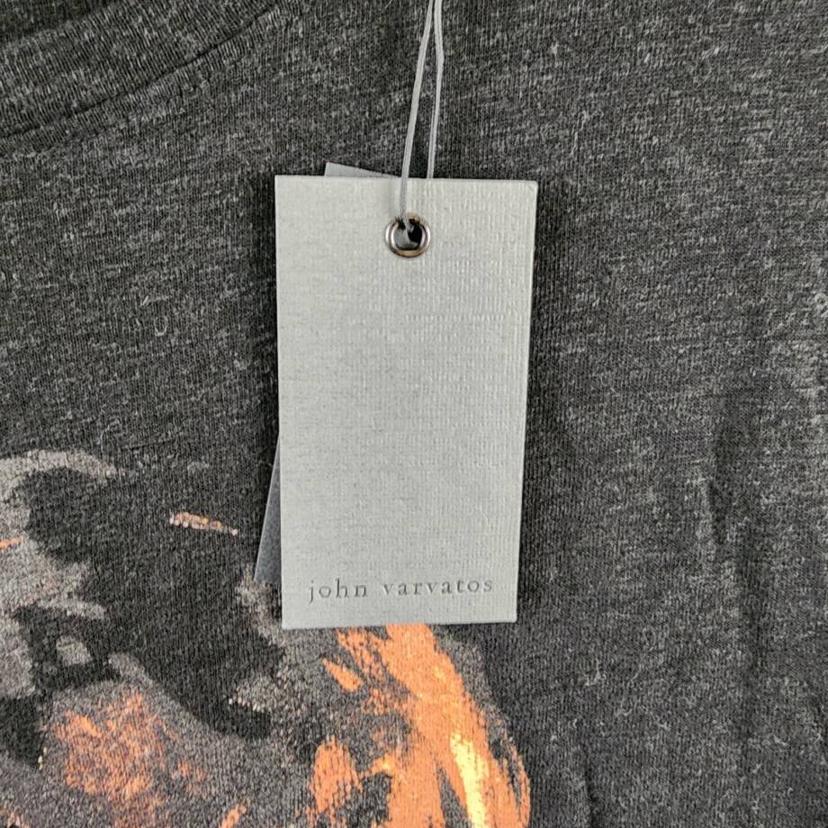 John Varvatos Oil Skull Graphic Tee Men's S Black Linen Blend Crewneck Pullover