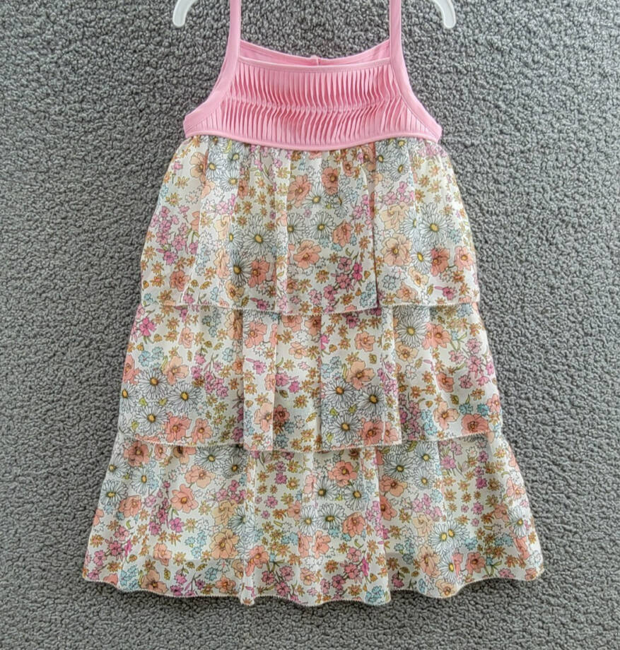 REISS Leela Jr Dress Little Girls' 5-6YPink Multi Floral Sleeveless Button Back