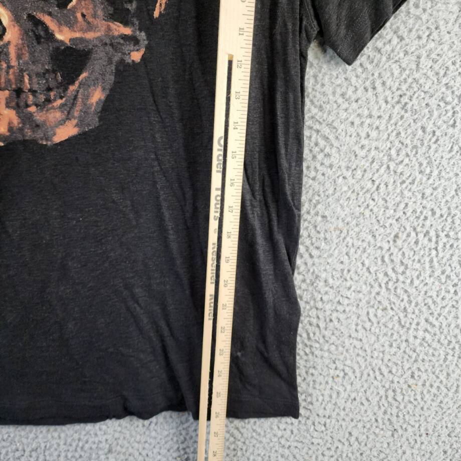 John Varvatos Oil Skull Graphic Tee Men's S Black Linen Blend Crewneck Pullover