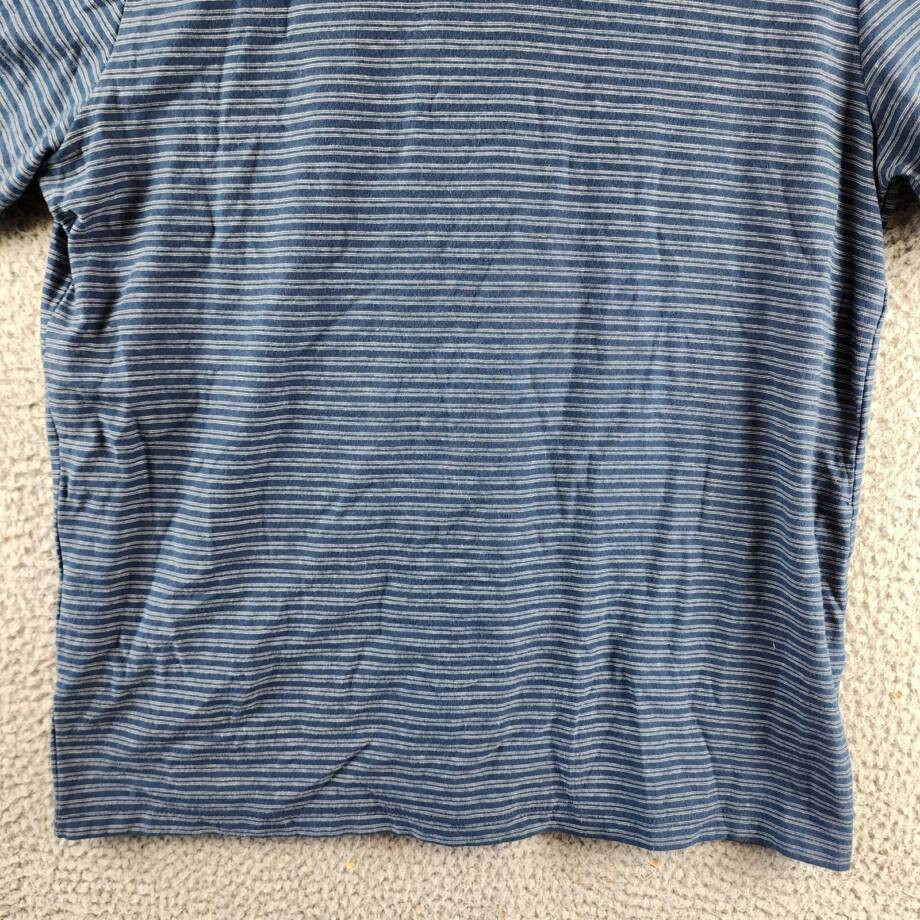 Vince Plaited Stripe Crew Neck T-Shirt Men's L Midnight Sky/Blue Short Sleeve