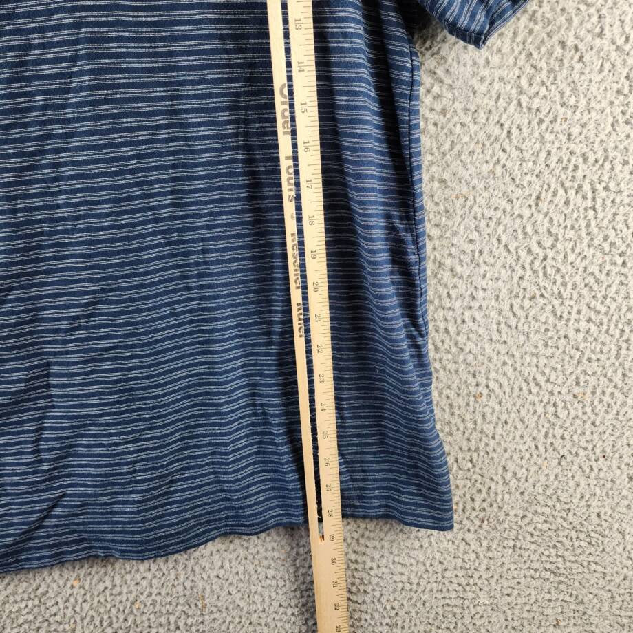 Vince Plaited Stripe Crew Neck T-Shirt Men's L Midnight Sky/Blue Short Sleeve