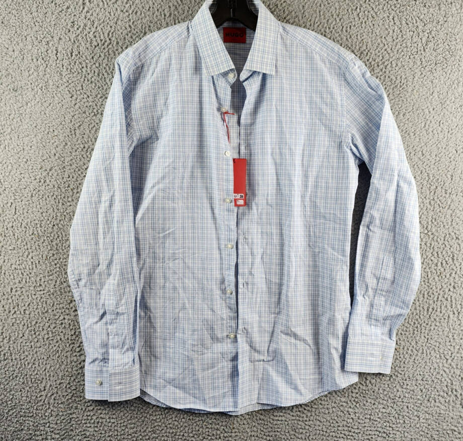 HUGO by Hugo Boss Kenno Slim-Fit Dress Shirt Men's 39 15.5 Light Pastel Blue L/S