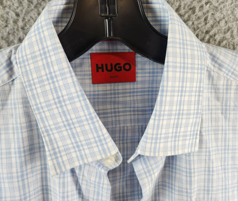 HUGO by Hugo Boss Kenno Slim-Fit Dress Shirt Men's 39 15.5 Light Pastel Blue L/S