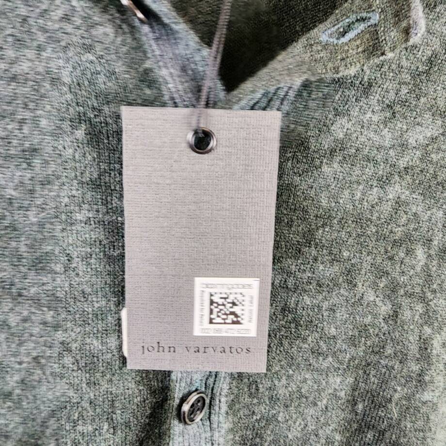 John Varvatos Christie Reversible Silk-Cashmere Henley Shirt Mens L Forest Green