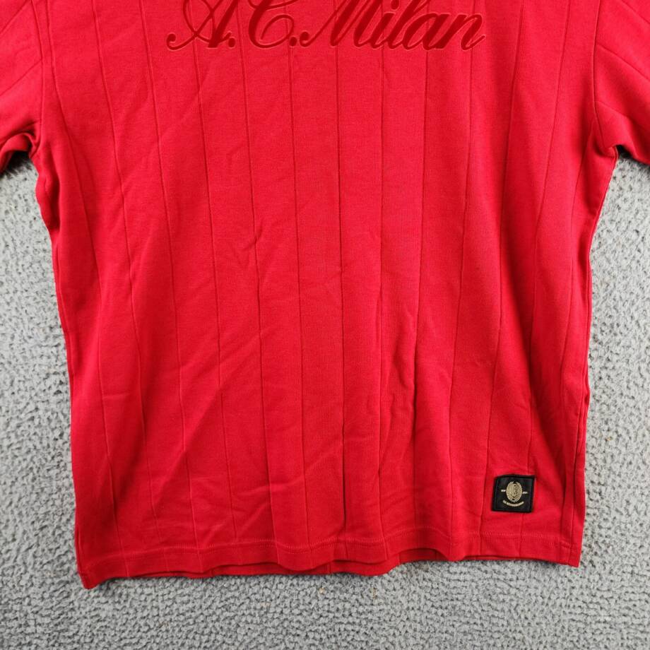 AC Milan Regular Fit Logo T-Shirt Men's L Red Crewneck Pullover Short Sleeve