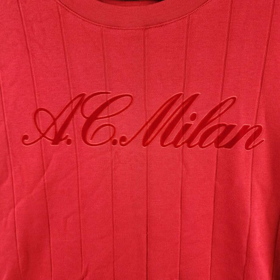 AC Milan Regular Fit Logo T-Shirt Men's L Red Crewneck Pullover Short Sleeve