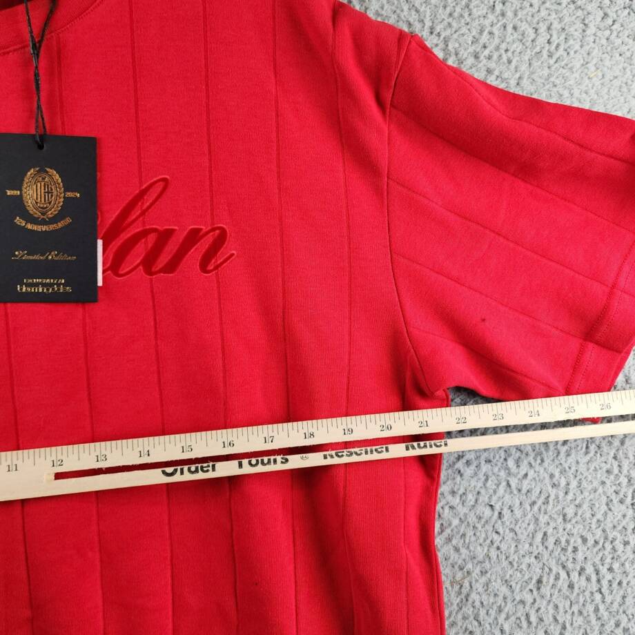 AC Milan Regular Fit Logo T-Shirt Men's L Red Crewneck Pullover Short Sleeve