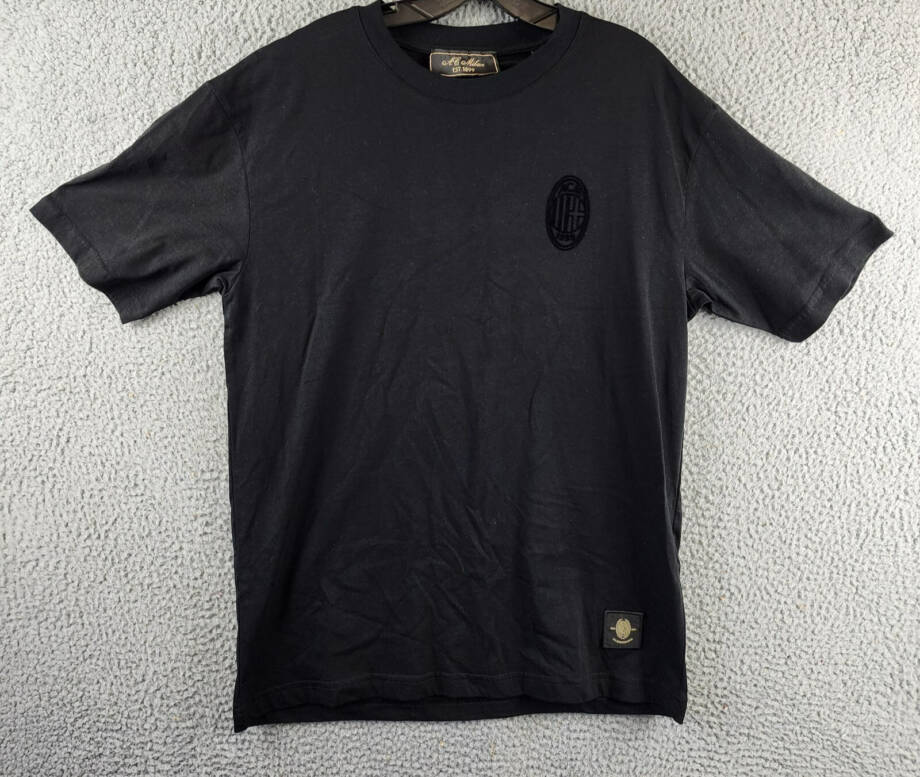 A.C. Milan 1899 Monochrome Graphic T-Shirt Men's M Black Crewneck Short Sleeve