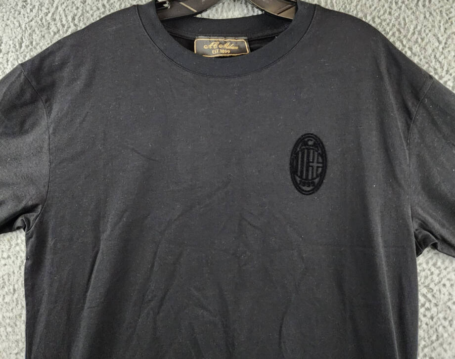 A.C. Milan 1899 Monochrome Graphic T-Shirt Men's M Black Crewneck Short Sleeve