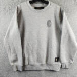 A.C Milan Logo Sweatshirt Men's L Gray Heather Embroidered Long Sleeve Pullover
