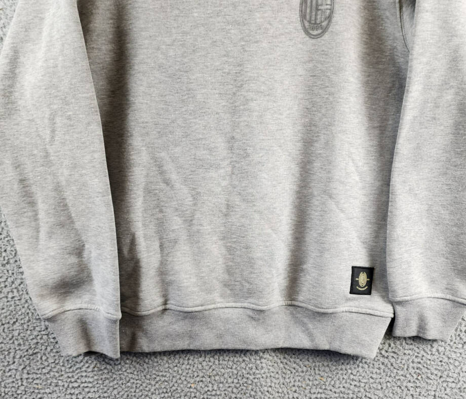 A.C Milan Logo Sweatshirt Men's L Gray Heather Embroidered Long Sleeve Pullover