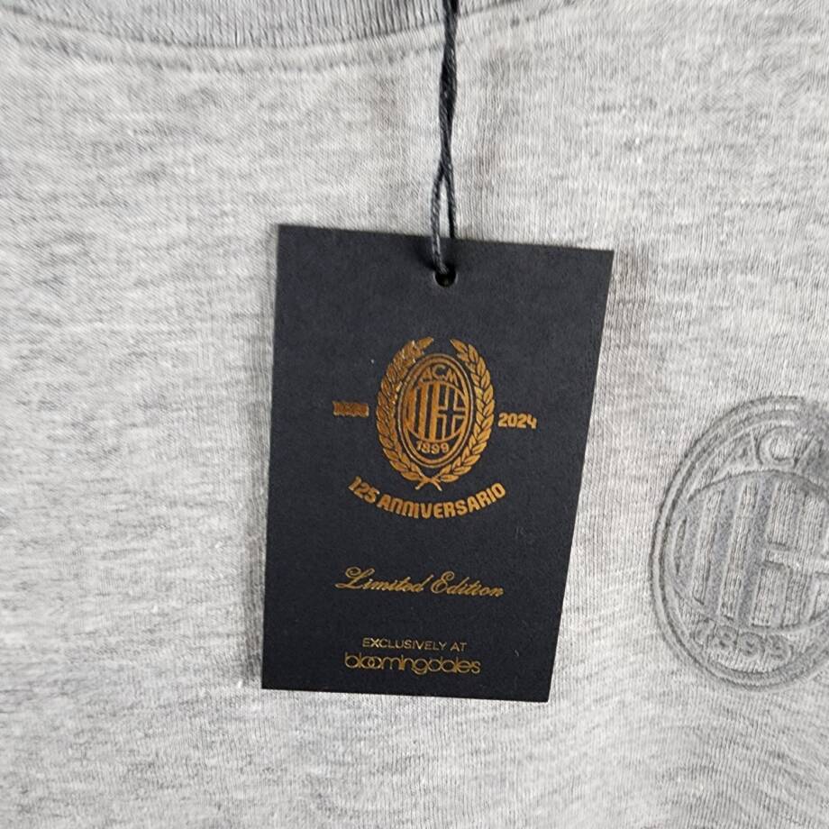 A.C Milan Logo Sweatshirt Men's L Gray Heather Embroidered Long Sleeve Pullover