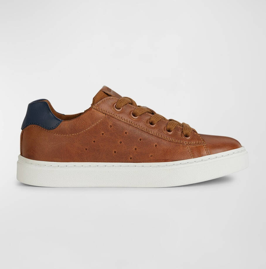 GEOX Nashik Garçon Low Cut Sneaker Boys 31 Cognac/Navy Lace And Zip Closure