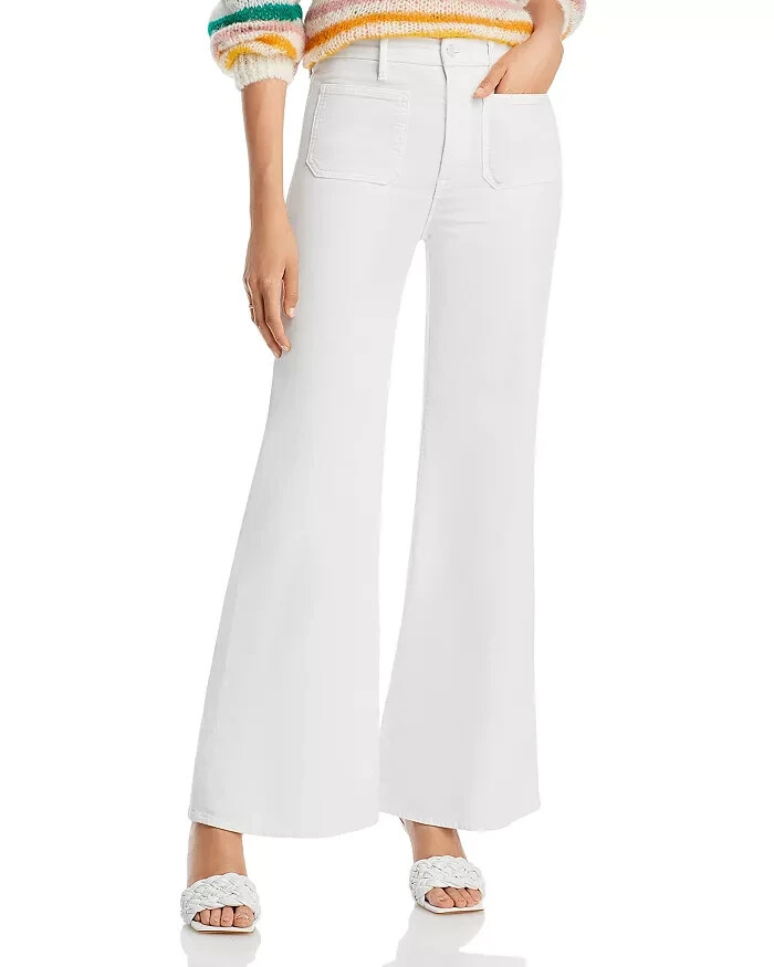 MOTHER The Patch Pocket Roller Skimp Corduroy Flare Jeans Women's 32 Chalk