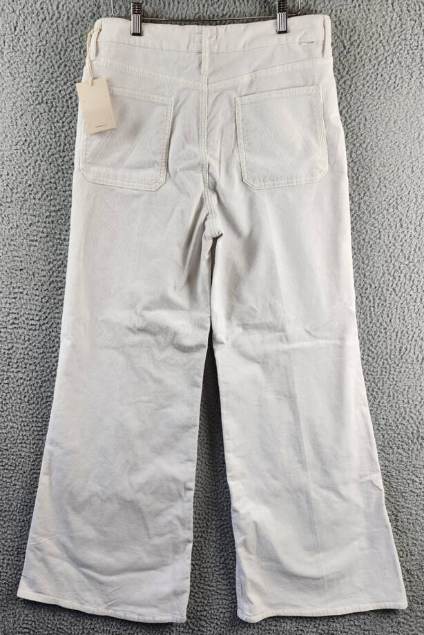 MOTHER The Patch Pocket Roller Skimp Corduroy Flare Jeans Women's 32 Chalk