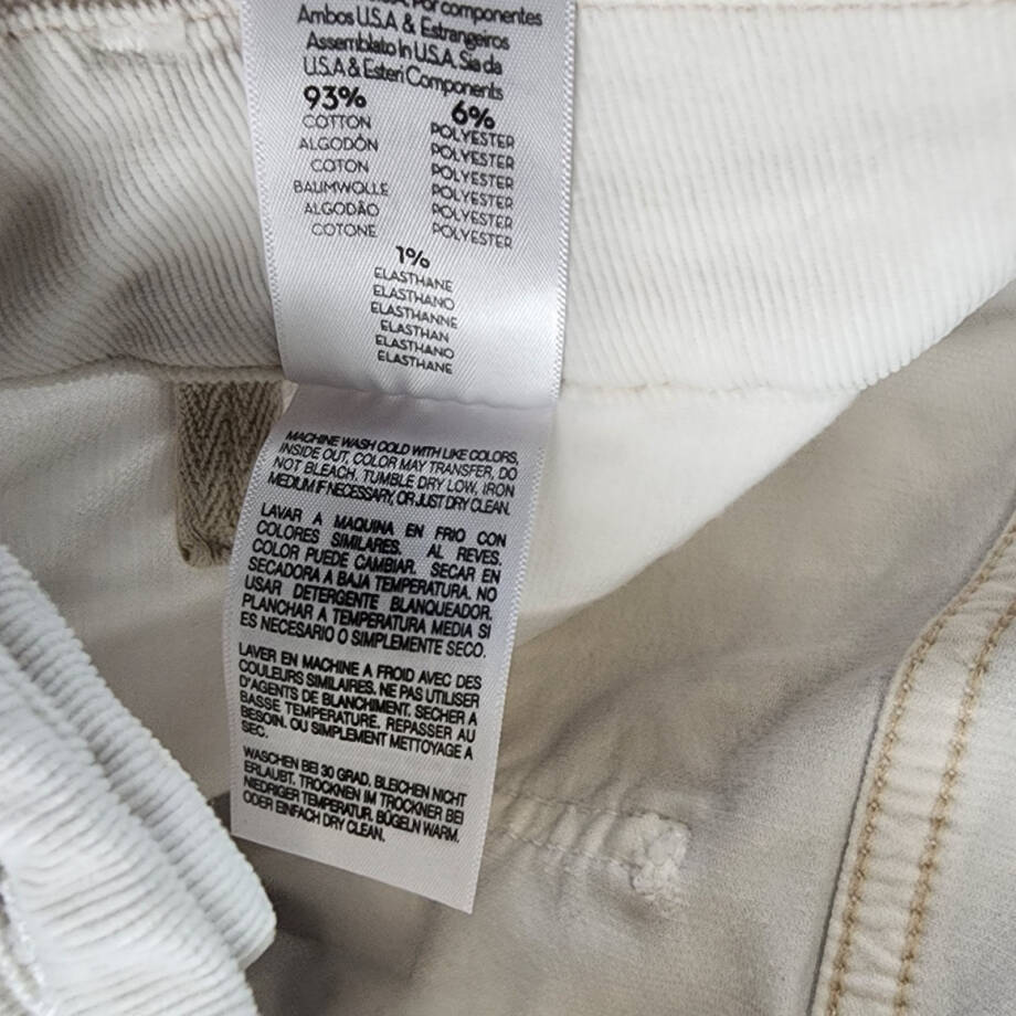 MOTHER The Patch Pocket Roller Skimp Corduroy Flare Jeans Women's 32 Chalk