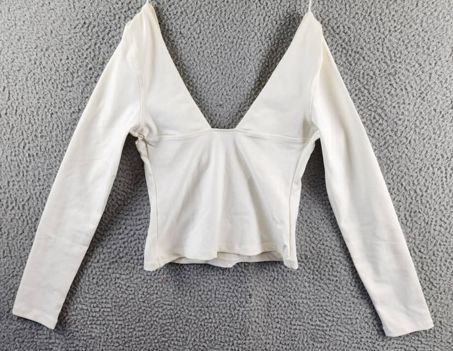Free People Duo Corset Long Sleeve Cami Women's S Ivory Sweetheart Neck Pullover