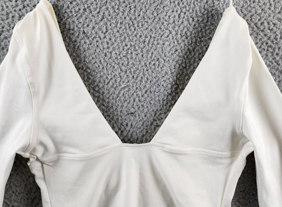 Free People Duo Corset Long Sleeve Cami Women's S Ivory Sweetheart Neck Pullover