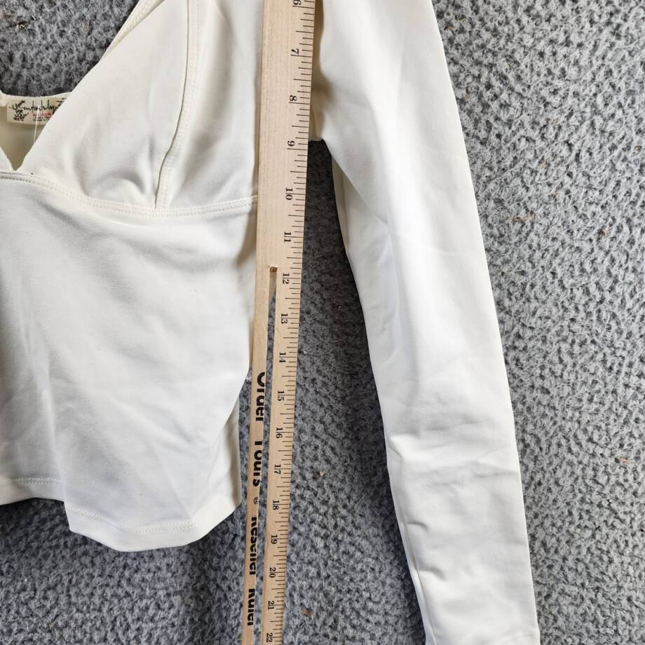 Free People Duo Corset Long Sleeve Cami Women's S Ivory Sweetheart Neck Pullover