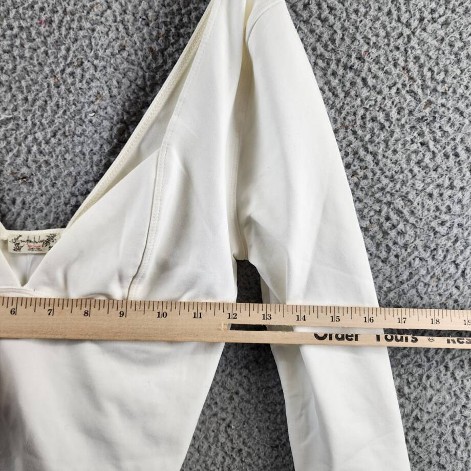 Free People Duo Corset Long Sleeve Cami Women's S Ivory Sweetheart Neck Pullover