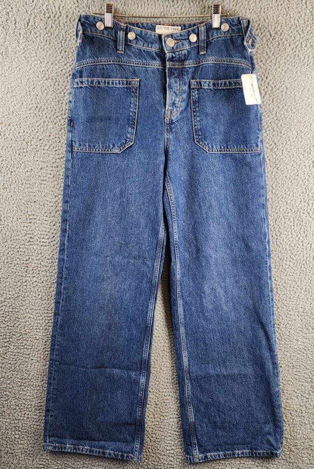 FREE PEOPLE We The Free Palmer Cuffed Jeans Women's 25 Tunnel Vision Wide Leg