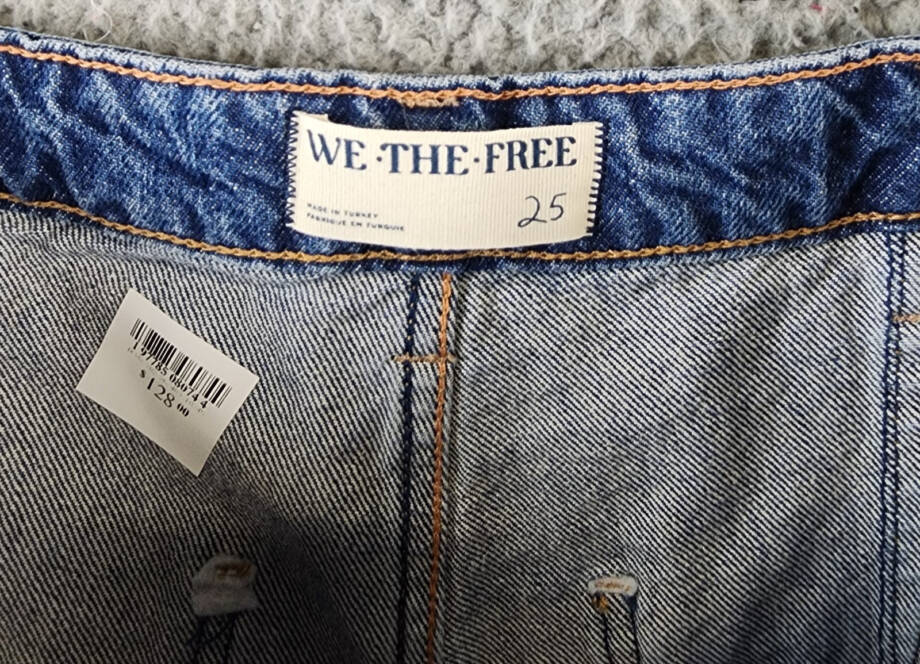 FREE PEOPLE We The Free Palmer Cuffed Jeans Women's 25 Tunnel Vision Wide Leg