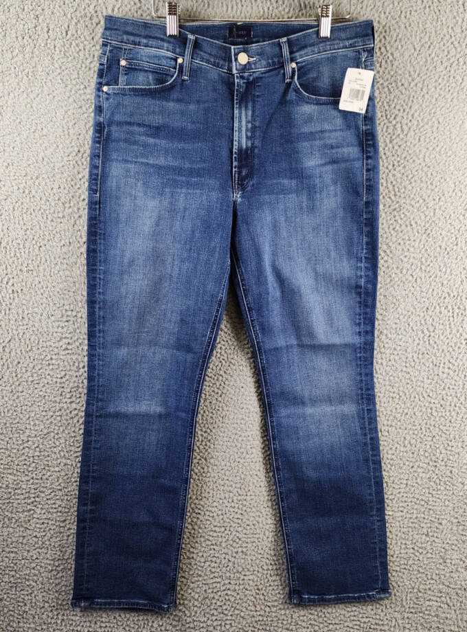 MOTHER The Roller Fray Jeans Women's 34 Cliffside Zip Fly W/ Button Closure