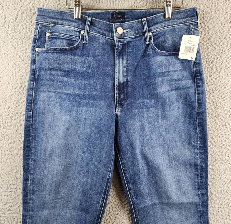 MOTHER The Roller Fray Jeans Women's 34 Cliffside Zip Fly W/ Button Closure